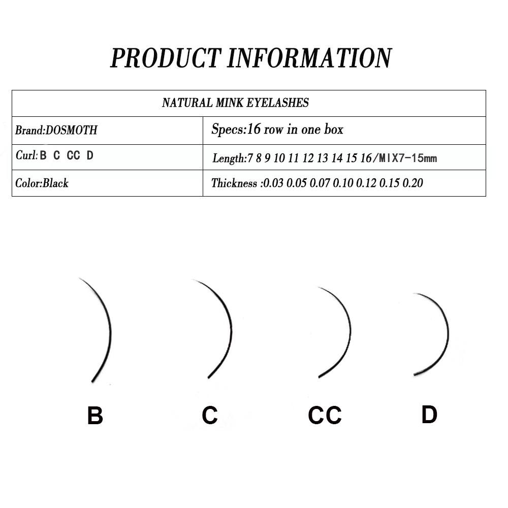 DOSMOTH 10 kutuları 16 satır 7 - Eyelash Extension Human Hair incelemesi ve fiyatı